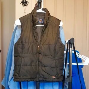 American Living brand puffer vest, brown, zip up. Women's M.